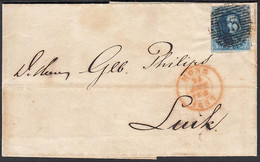 Belgique 1857 - Lettre . Cob Nr.: 6 Oblitéré P83. Non Dentelé De Mons à Destination Liège ....(DD) DC-10878 - 1849-1865 Medaillen (Sonstige)