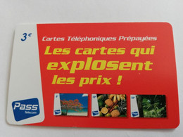 Phonecard St Martin French OUTREMER TELECOM   PASS  CARDS ON CARD   3 EURO  ** 9627 ** - Antilles (French)