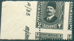 FOUAD I 2p. Black En Paire Sheet Margin MISPERFORATION  Mnh, Xx.  Superbe - 19421 - Unused Stamps