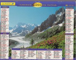Calendrier De La Poste, Almanach Du Facteur: NORD, 2000: Mer De Glace, Paysage De Montagne, Ed. Lavigne - Grand Format : 1991-00