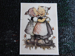 Illustrateur Hummel, N° 5834, 2 Petites Filles, Bisou   (W9-4) - Hummel