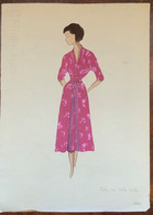 Figurino Di Moda , Abito In Seta  , Acquerello Originale , Datato 1949 - Dessins