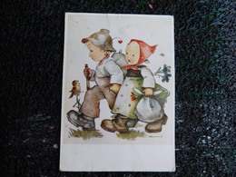 Illustrateur Hummel, N° 5836, Couple D'enfants, Oiseau, Abeille  (W9-4) - Hummel
