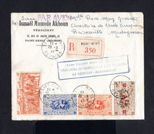 S270-REUNION-AIRMAIL REGISTERED COVER ST.DENIS To BRICKAVILLE (madagascar) 1947.WWII.FRENCH Colonies.envelope AERIEN. - Brieven En Documenten