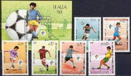 Laos 1990 Football Soccer World Cup Set Of 6 + S/s MNH - 1990 – Italië