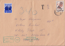BRUXELLES 1981 Cover Lettre Denmark Christmas Seal Bird Vogel Oiseau Owl Uhle TAXE Postage Due PORTO AT BETALE Cds. - Brieven En Documenten