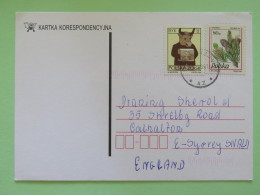 Poland 1999 Postcard To England - Zodiac Taurus - Pine Cones - Lettres & Documents