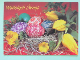 Poland 1999 Postcard ""Easter Eggs - Flowers"" To England - Zodiac Pisces - Lettres & Documents