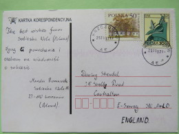 Poland 1997 Postcard Krzczonow To England - Country Estates Lopusznej - Zodiac Cancer - Lettres & Documents