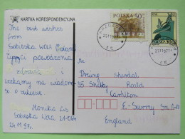 Poland 1997 Postcard Krzczonow To England - Country Estates Lopusznej - Zodiac Cancer - Covers & Documents