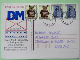 Poland 1999 Postcard Direct Mail - Poniec To England - Zodiac Taurus Gemini - Lettres & Documents