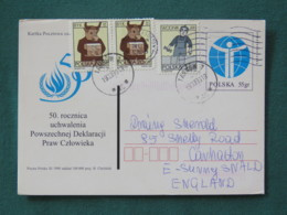 Poland 1999 Stationery Postcard To England - United Nations - Zodiac Taurus - Lettres & Documents