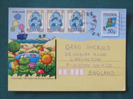 Poland 1997 Stationery Postcard To England - Frog Cartoon - Zodiac Pisces - Brieven En Documenten