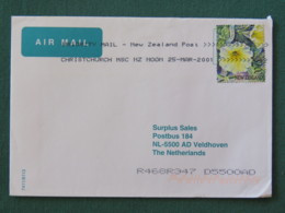 New Zealand 2001 Cover To Holland - Flowers - Brieven En Documenten