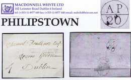 Ireland Offaly 1789 Letter To Dublin At "4" With Large PHILIPSTOWN Town Namestamp, Dublin Bishopmark AP/20 Arrival - Préphilatélie