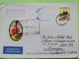 Poland 2013 Cover Tarnow To Nicaragua - Easter Christ Label - Zodiac - Paintings On Back - Virgin Fruits Flowers - Briefe U. Dokumente