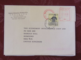 Poland 2000 Cover Warszawa To England - Machine Franking - Zodiac Aquarius - Covers & Documents