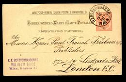 Postkarte P51 II Wien Habsburggasse - London ENGLAND 1890 - Briefkaarten