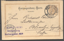 Antwort-Postkarte P83A Reichenberg Liberec - Oelsnitz 1897 - Postcards