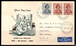 CA180- COVERAUCTION!!! - NORWAY 1963 - OSLO 23-1-63- CAMILLA COLLECT - AUTHOR - Covers & Documents