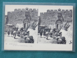 French Levant Palestine (Israel) 1902 - 1920 Unused Postcard "Jerusalem - Porte Saint Etienne" - Stereo View - Palestina
