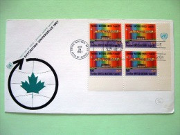 United Nations - New York 1967 FDC Cover - Montreal EXPO 67 - Canada Cancel - UN Pavilion And Flags - Maple Leaf - Bl... - Cartas