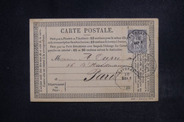 FRANCE - Carte Précurseur De Savonay Pour Paris En 1877 Avec Cachet Convoyeur Sur Type Sage 15ct - L 122267 - Precursor Cards