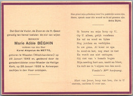 Bidprentje Waasten - Béghin Marie Adèle (1848-1938) - Devotieprenten