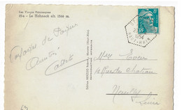 STOSSWIHR Haut Rhin Carte Postale 8F Gandon Turquoise Yv 810 Ob Hexagone Pointillé F7 Ob 1954 - Handstempel