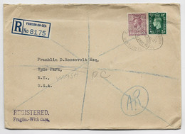 ENGLAND SIX PENCE + 1/2D LETTRE COVER REC FRONTON ON SEA 1937 TO  PRESIDENT USA FRANKLIN ROOSEVELT USA - Lettres & Documents