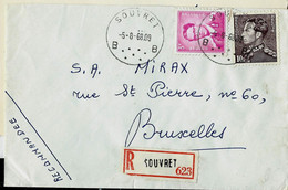 Lettre Entière Obl. SOUVRET - B B - 05/08/68 En Rec.  ( " Lunettes " ) - Landelijks Post