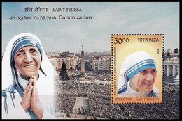 India 2016 MNH SS, Saint Mother Teresa Canonisation, Nobel Peace - Mutter Teresa