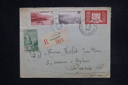 MONACO - Enveloppe En Recommandé Pour Paris En 1949, Affranchissement Varié - L 122336 - Covers & Documents