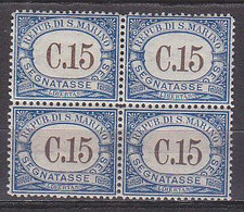 Y9347 - SAN MARINO TASSE Ss N°55 - SAINT-MARIN TAXE Yv N°54 ** Quartina Bloc - Segnatasse