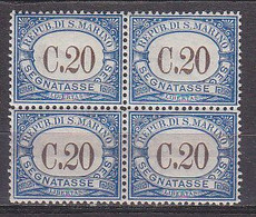 Y9350 - SAN MARINO TASSE Ss N°56 - SAINT-MARIN TAXE Yv N°55 ** Quartina Bloc - Impuestos