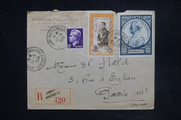 MONACO - Enveloppe Commerciale ( Négociant En Philatélie) En Recommandé Pour Paris En 1950 - L 122344 - Brieven En Documenten