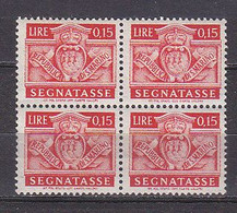 Y9369 - SAN MARINO TASSE Ss N°67 - SAINT-MARIN TAXE Yv N°65 ** Quartina Bloc - Postage Due