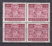 Y9374 - SAN MARINO TASSE Ss N°70 - SAINT-MARIN TAXE Yv N°68 ** Quartina Bloc - Postage Due