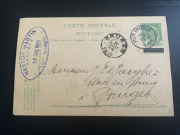 Fondeur Nestor Martin Stempel - Poststempel Brugge - Huy - 1909 - Postales [1871-09]