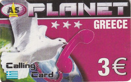 GREECE - Bird, Planet By AS Prepaid Card 3 Euro, Used - Unclassified