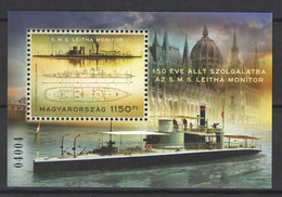 Hungary 2022. Ships / S. M. S. Leitha Monitor Sheet, Normal, Black MNH (**) - Unused Stamps