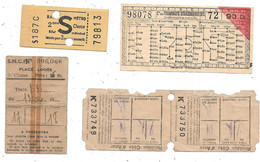 4Titres De Transport - RATP METRO -SNCF 3e Cl -  TRAMWAYS STRASBOURG - RAPIDES COTE D'AZUR - Europe