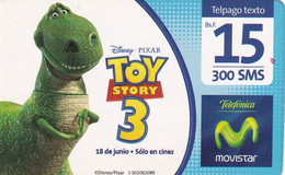 VENEZUELA - Disney, Toy Story 3/Rex, Movistar By Telefonica Prepaid Card Bs.F 15, Sample - Disney