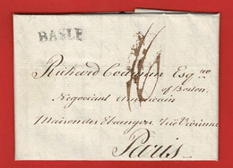 28 Mars 1795.Enveloppe-Lettre Envoyée D'HAMBOURG Pour PARIS En Passant Par BÂLE (BASLE). Ecrite En  Anglais. - ... - 1799