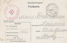 Sept.1944- Formulaire Interniertenpost ILAG VII Censure 10 Du Camp De LAUFEN  Pour Lausanne ( Suisse ) - Guerra Del 1939-45