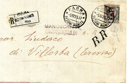 1923 Lettera Per VILLORBA (TREVISO) Da Parma Sezioni Riunite Affr. 1 Lira VARIETA' Ornato Spostato - Storia Postale