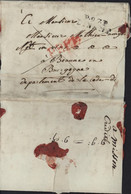 Marque Postale Noire P.97.P. DINANT Département Conquis Belgique Lettre D'Yvoir Taxe Acquittée Au Dos 9D (décime) Vin - 1792-1815: Conquered Departments