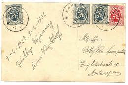 BELGIQUE - COB 279X3+282 SIMPLE CERCLE RELAIS A ETOILES BAEL SUR  CARTE POSTALE, 1931 - Sternenstempel