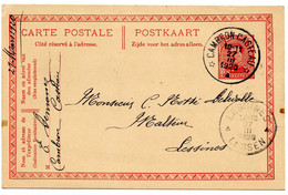 BELGIQUE - SIMPLE CERCLE RELAIS A ETOILES CAMBRON-CASTEAU SUR ENTIER CARTE POSTALE 10C ALBERT 1ER, 1920 - Postmarks With Stars
