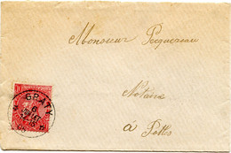 BELGIQUE - COB 58 SIMPLE CERCLE RELAIS A ETOILES GRATY SUR LETTRE, 1905 - Cachets à étoiles